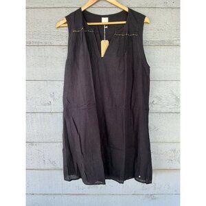 Des Petits Hauts Solid Black Shift Tank Mini Dress L T3